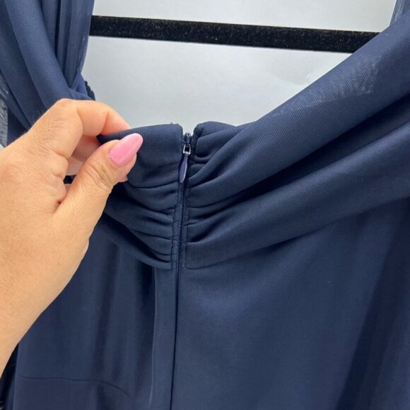 Alex Evenings - Women's Long Cold Shoulder Dress - Navy Blue. Size: 12. NWT - Picture 13 of 16